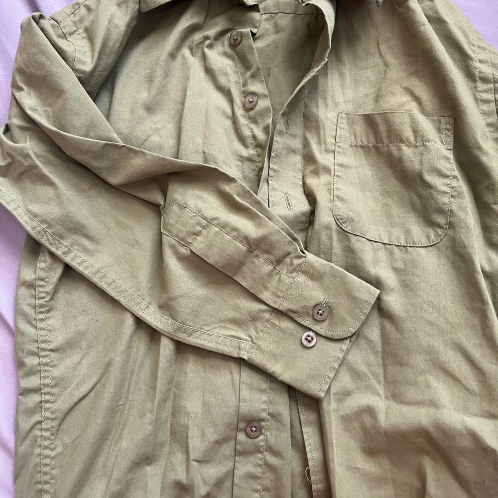 Olive Green Button-Up Shirt